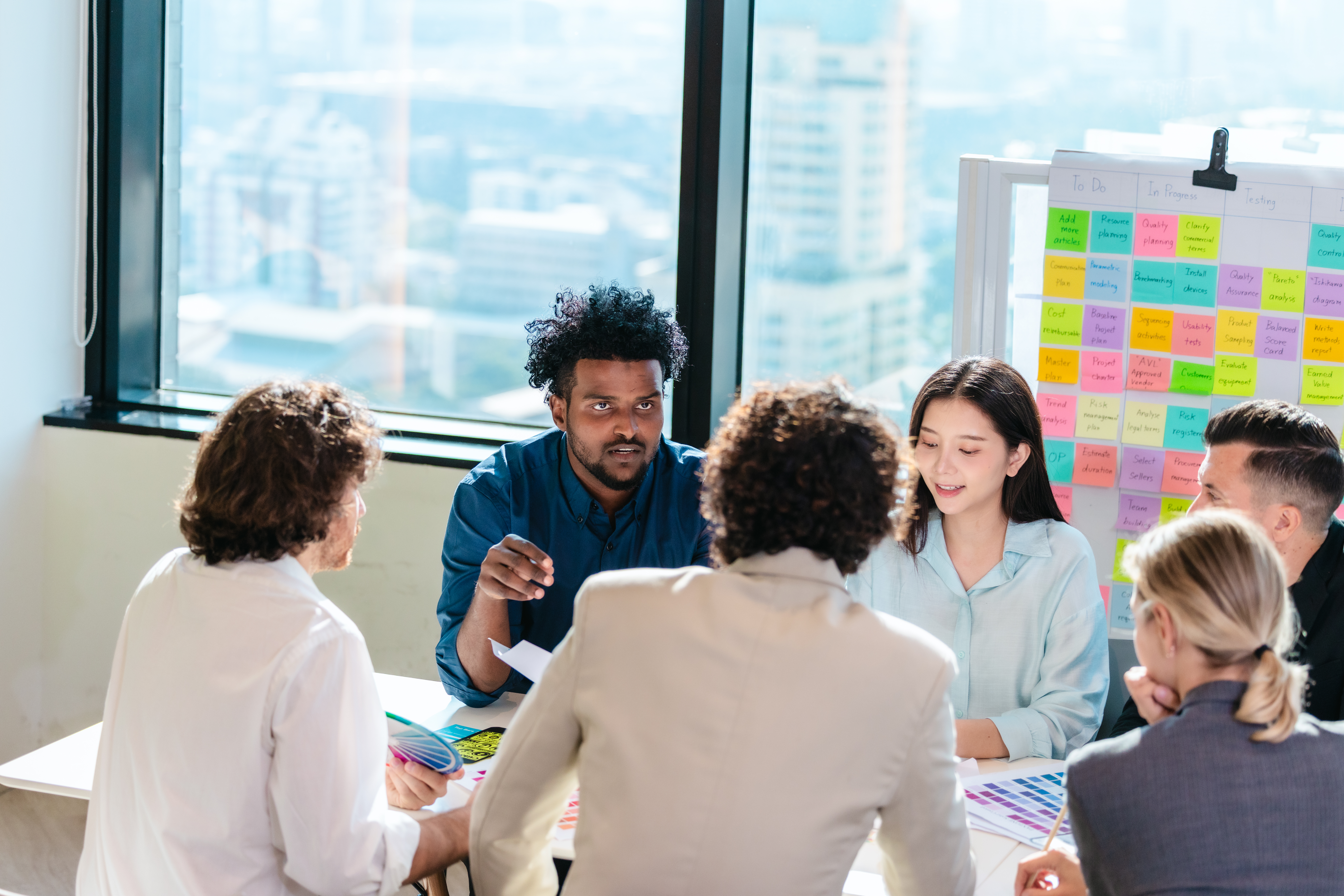 Sales team discussing about brand experience.